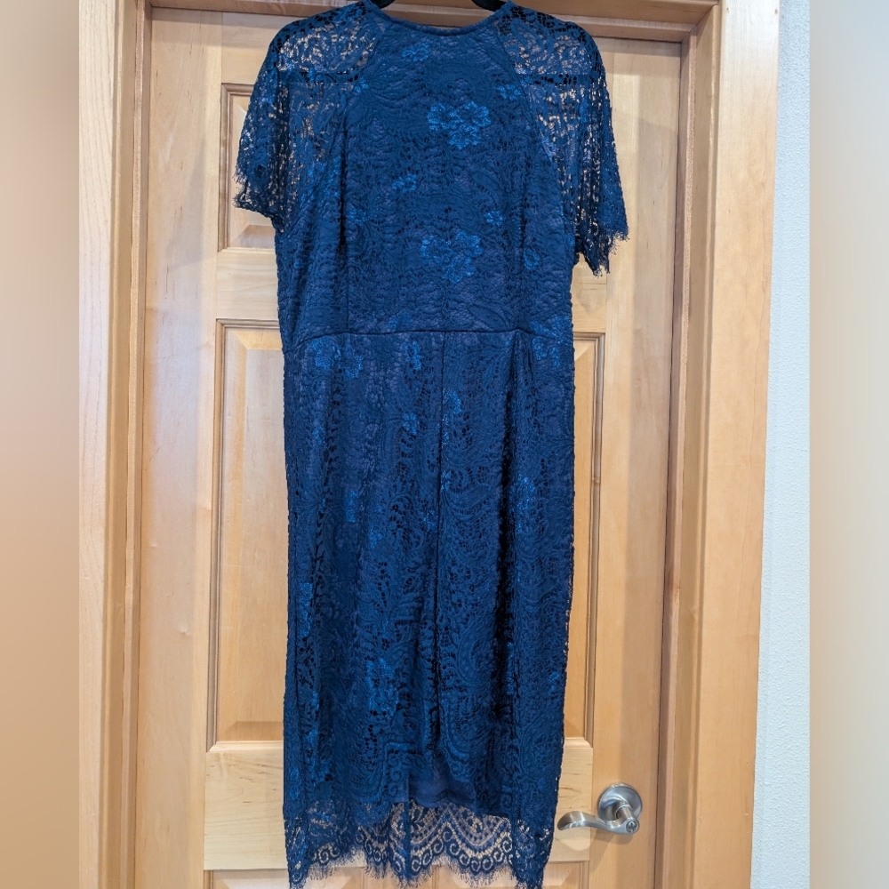 YOINS Navy Lace Midi Dress